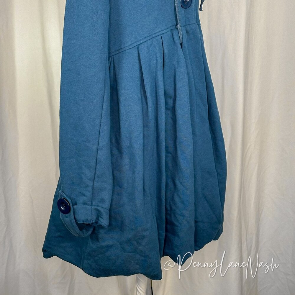 NWT BCBGeneration 3 Buttons Hooded Terry Cloth Coat Teal - Picture 10 of 13